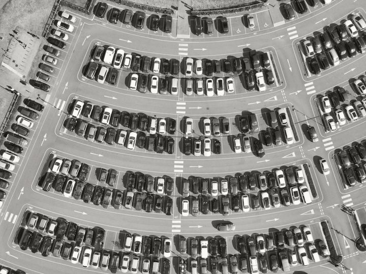 Aerial view of a surface parking lot — surface lot management
